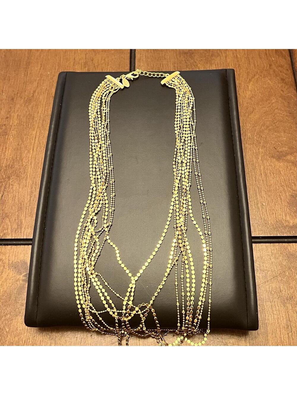 Joan Rivers Glittering Multi Strand Chain Bib‎ Necklace